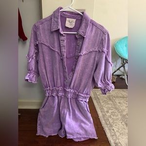 Purple jean jumpsuit